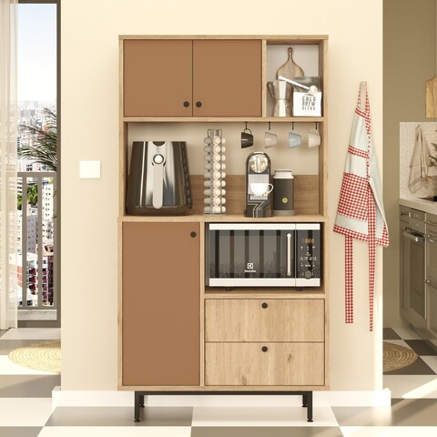 Dulap multifunctional, Locelso, RE3-SK, Stejar / Tigla Roșu