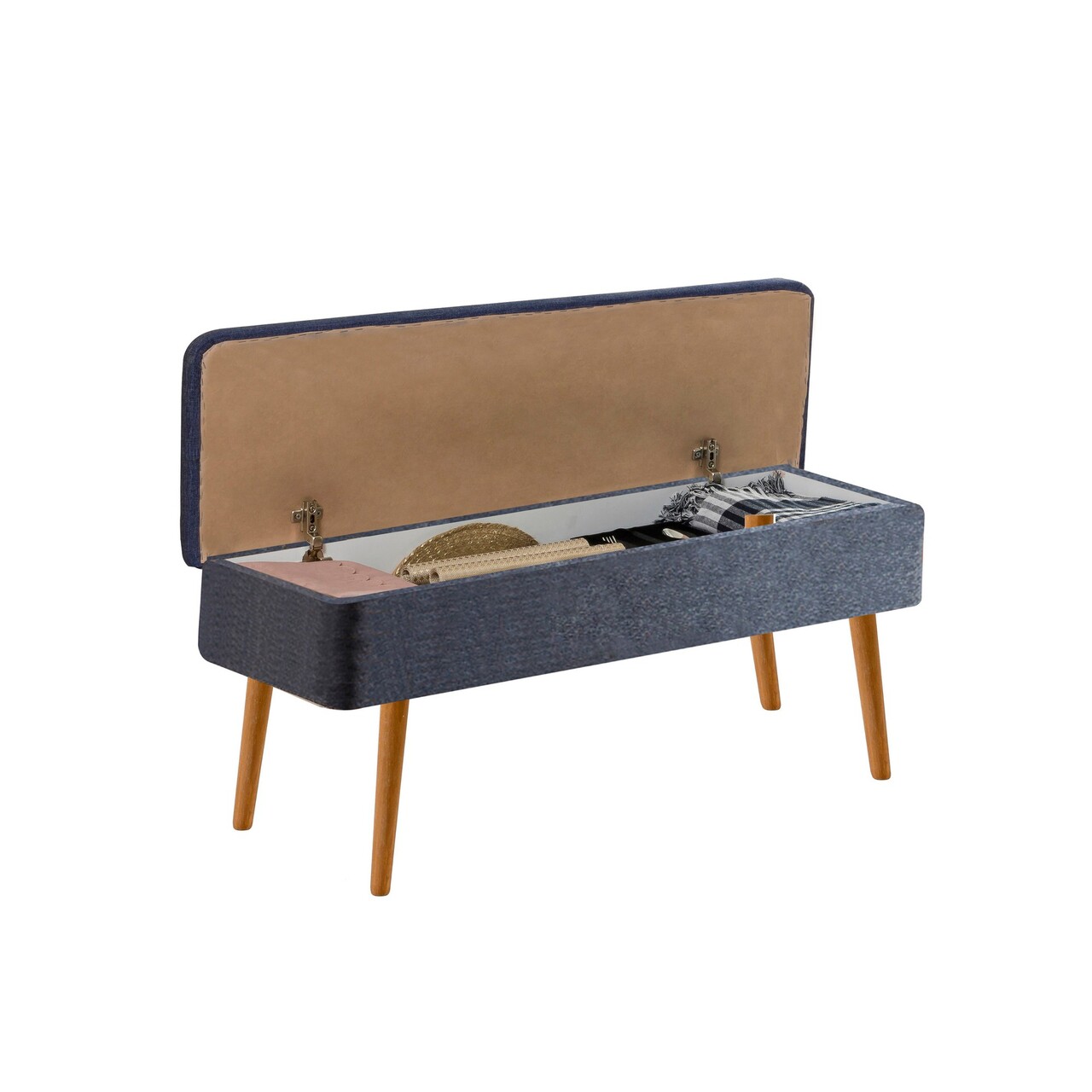 Banca, Vella, Vina 1048, 90x39x40 cm, PAL, Pin Atlantic / Albastru închis - 2 | YEO