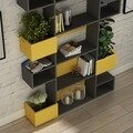 Biblioteca Molly N.3, Decortie, 120x20x171 cm, gri/galben mustar
