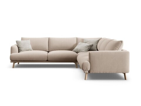 Coltar simetric 5 locuri, Naomi, Micadoni Home, 280x280x75 cm, catifea, bej