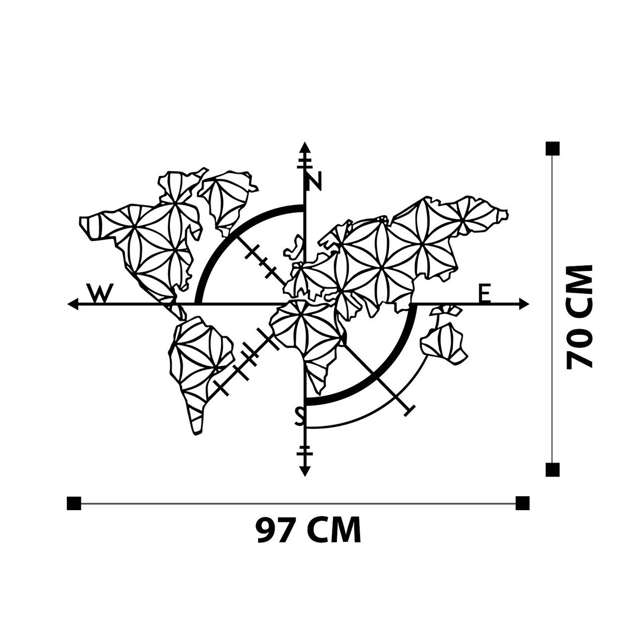 Decoratiune de perete, Ritorno, metal, 97 x 70 cm, negru