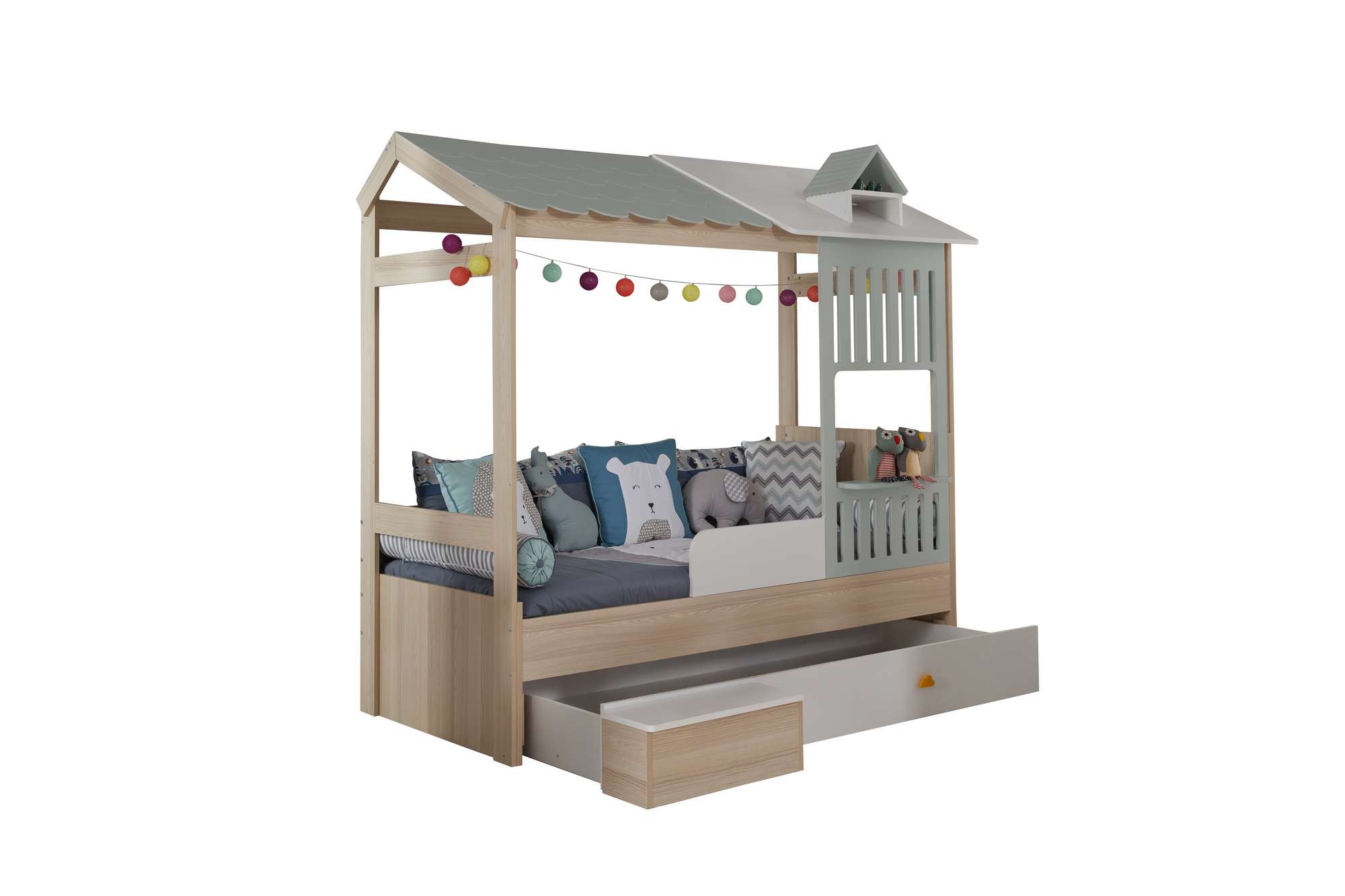 House Bed, Hanah Home, Ayder New, 216x197x115 cm, PAL, Verde