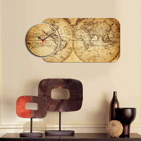Set ceas si tablou decorativ, yms-43, mdf , dimensiune: 68 x 32 cm, multicolor