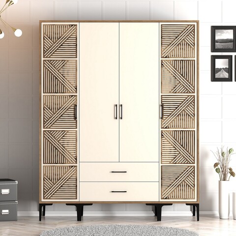 Dulap pentru haine, Hommy Craft, Kumsal PTP, 160x47.5x201.4 cm, PAL, Maro/Crem