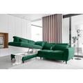 Coltar extensibil stanga 4 locuri ELTAP, LT-35LU, Noble, 255x201x100 cm, lemn/poliester, verde inchis