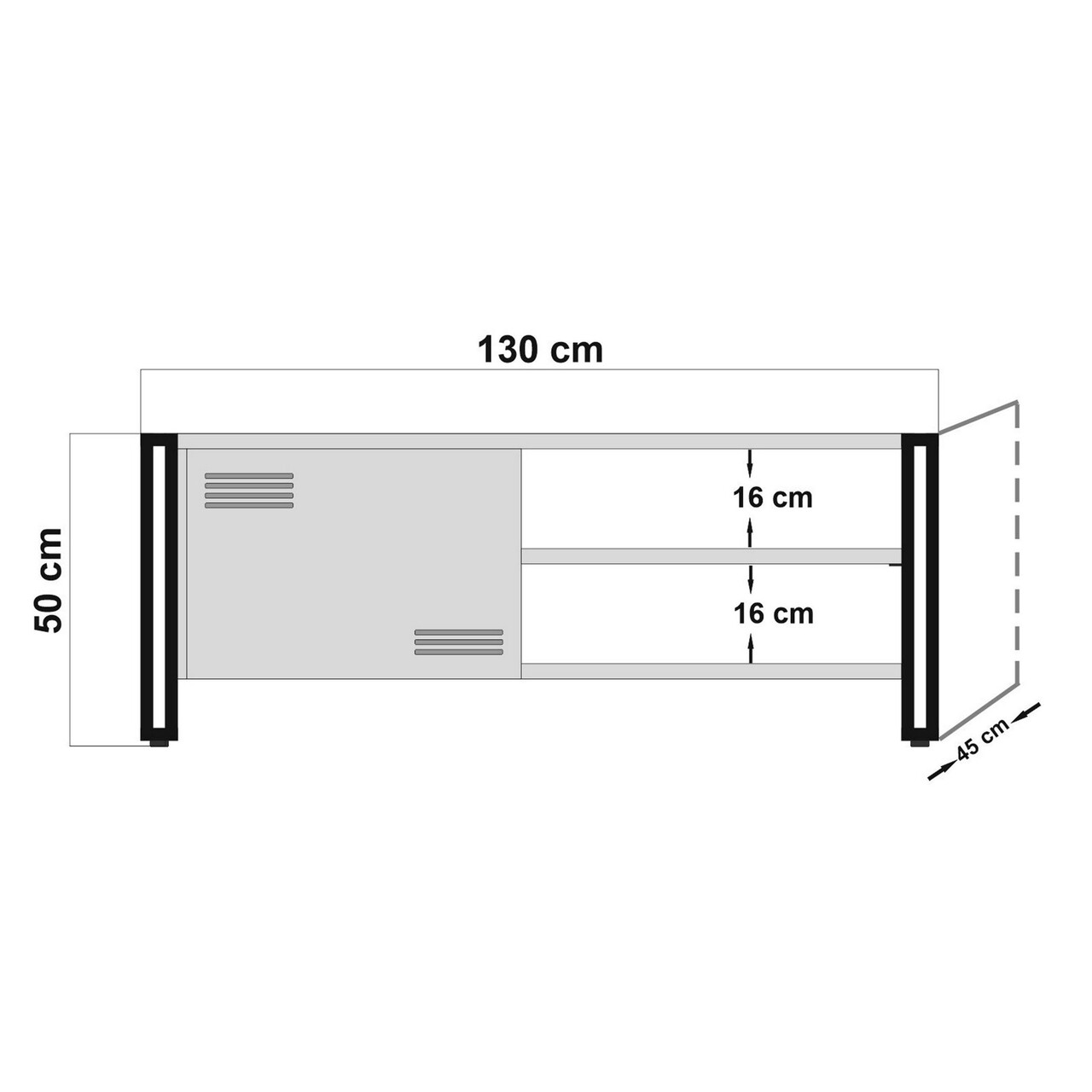 Comoda TV Cosmo Foris, Sapphire, 130x45x50 cm, natural/negru