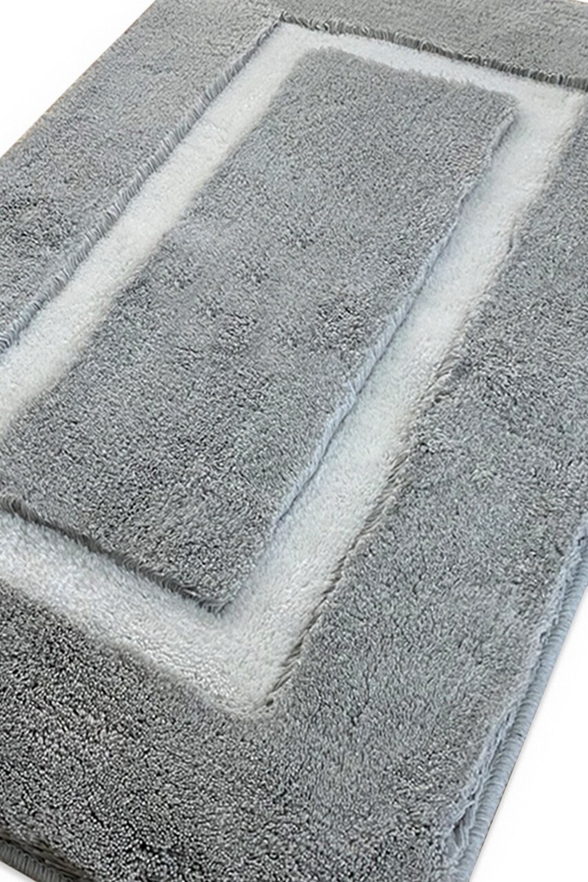Set covoraș de baie acrilic, L'essentiel Maison, Quadrato Frame, Gri - imagine 2
