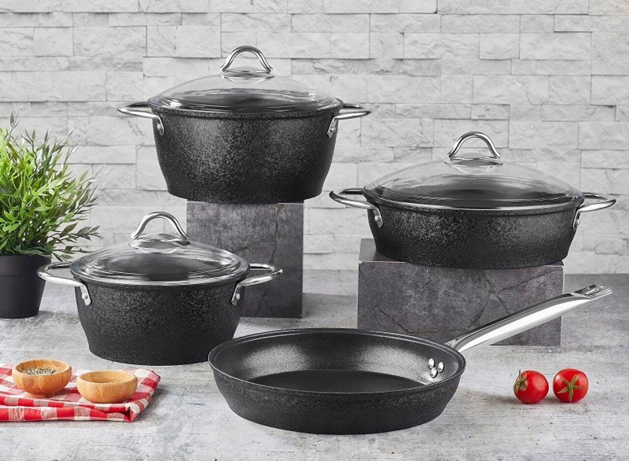 Set vase pentru gatit, Hermia, 721NBL3105, Mașină de spălat vase - nesigură / Cuptor cu microunde - nesigură, Negru