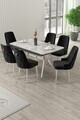 Set masa extensibila si scaune (7 piese), Hanah Home, Nis, Gri / Crom / Negru