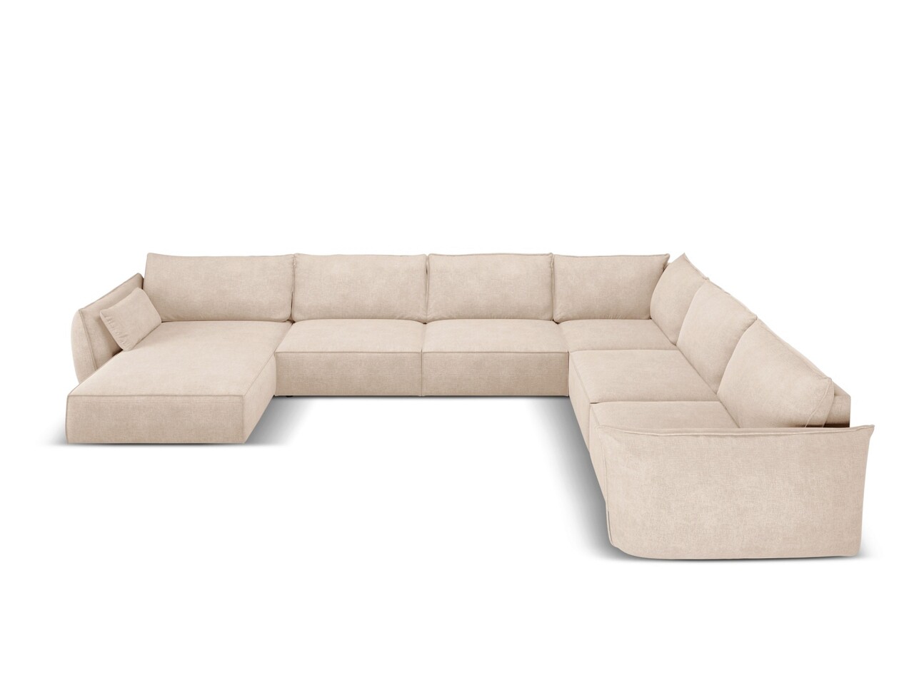 Coltar panoramic dreapta 8 locuri, Kaelle, Micadoni Home, BL, 384x284x85 cm, poliester chenille, bej - 1 | YEO