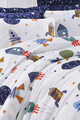 Set cuvertura pique Single 2 piese, Spacex - Dark Blue, EnLora Home, Bumbac