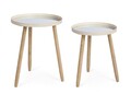 Set 2 masute de cafea Edvard, Bizzotto, 35.5x44 cm/40x51 cm, lemn de cauciuc/otel, blat din oglinda, ivoriu