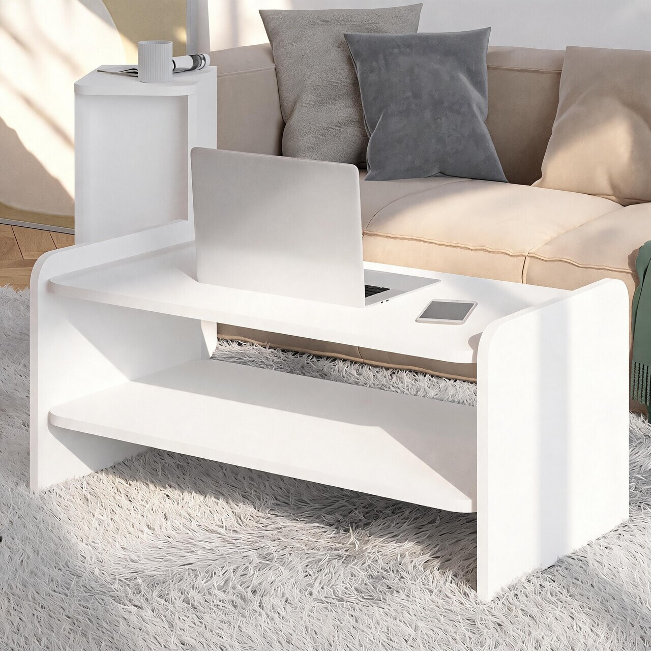 Masuta de cafea, Hanah Home, Amon, Alb — imaginea 3
