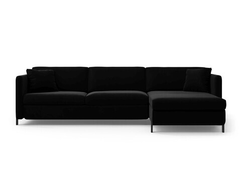 Coltar extensibil dreapta 5 locuri, Gloria, Micadoni Home, 286x170x88 cm, catifea, negru
