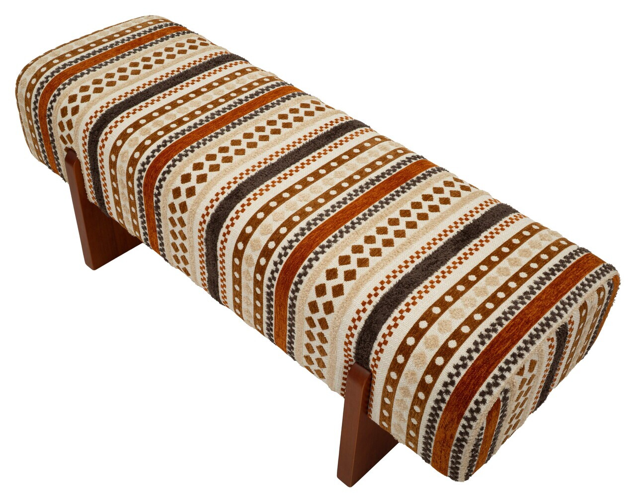 Bancheta, Mauro Ferretti, Ethnic, 120x45x43 cm, poliester/lemn masiv, multicolor — imaginea 5