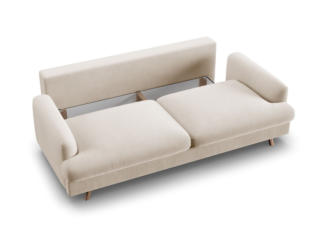 Canapea extensibila 3 locuri, Naomi, Micadoni Home, 233x110x95 cm, catifea, bej — imaginea 8