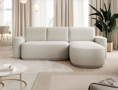 Coltar extensibil dreapta 4 locuri ELTAP, Aurumm, 285x180x92 cm, lemn/poliester, alb murdar