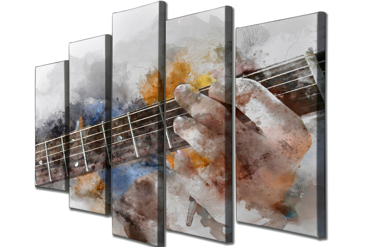 Set 5 tablouri decorative, BC130, 60% bumbac/40% poliester, Rama de lemn, Multicolor - 2 | YEO