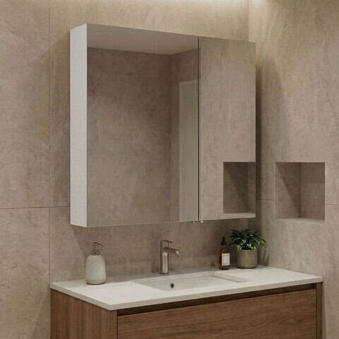Dulap de baie cu oglindă, Hanah Home, Purus Desna 60, Alb