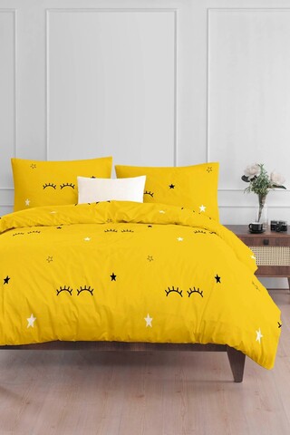 Lenjerie de pat pentru o persoana 2 piese, Dide - Yellow, Eponj Home, 65% bumbac/35% poliester