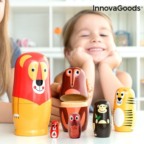 Matrioska din lemn cu figurine de animale Funimals InnovaGoods 11 piese InnovaGoods