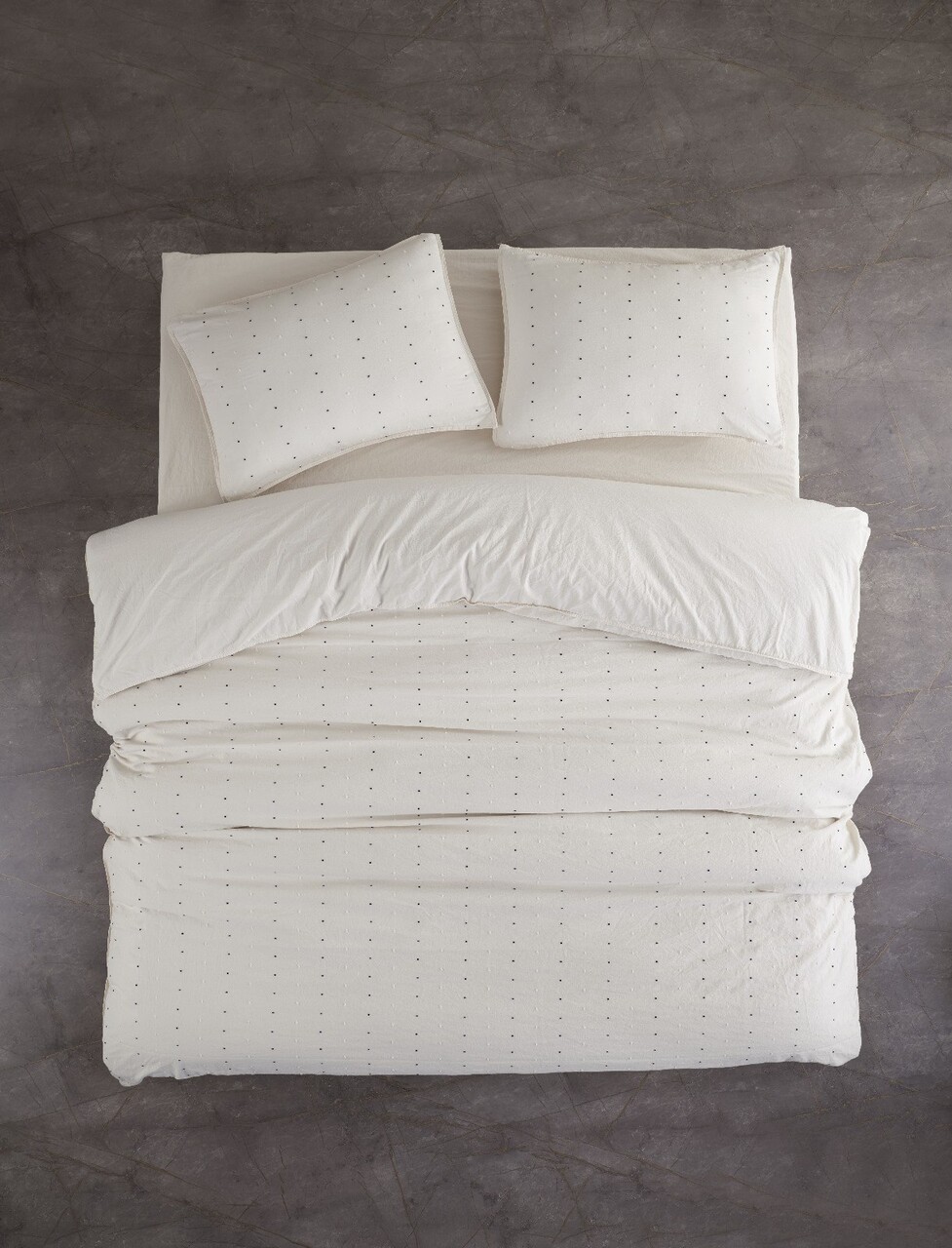 Lenjerie de pat dubla King (FR) L'essentiel Maison Encorte Crem/Negru