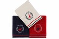 Set 3 prosoape de maini 408, Beverly Hills Polo Club, 50x90 cm, bumbac, alb/albastru inchis/rosu