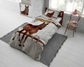 Lenjerie de pat pentru o persoana, Horse Riding Brown, Dreamhouse, 2 piese, 200x220 cm, bumbac, maro