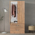Dulap pentru haine Zelia, Pakoworld, cu 2 usi, 79x42x180 cm, PAL, natural