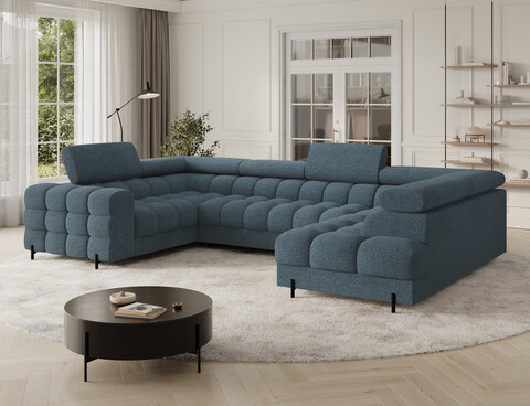 Coltar extensibil dreapta 3 locuri ELTAP, RT-40JAF, Fectory, 346x205x93 cm, lemn/poliester, albastru