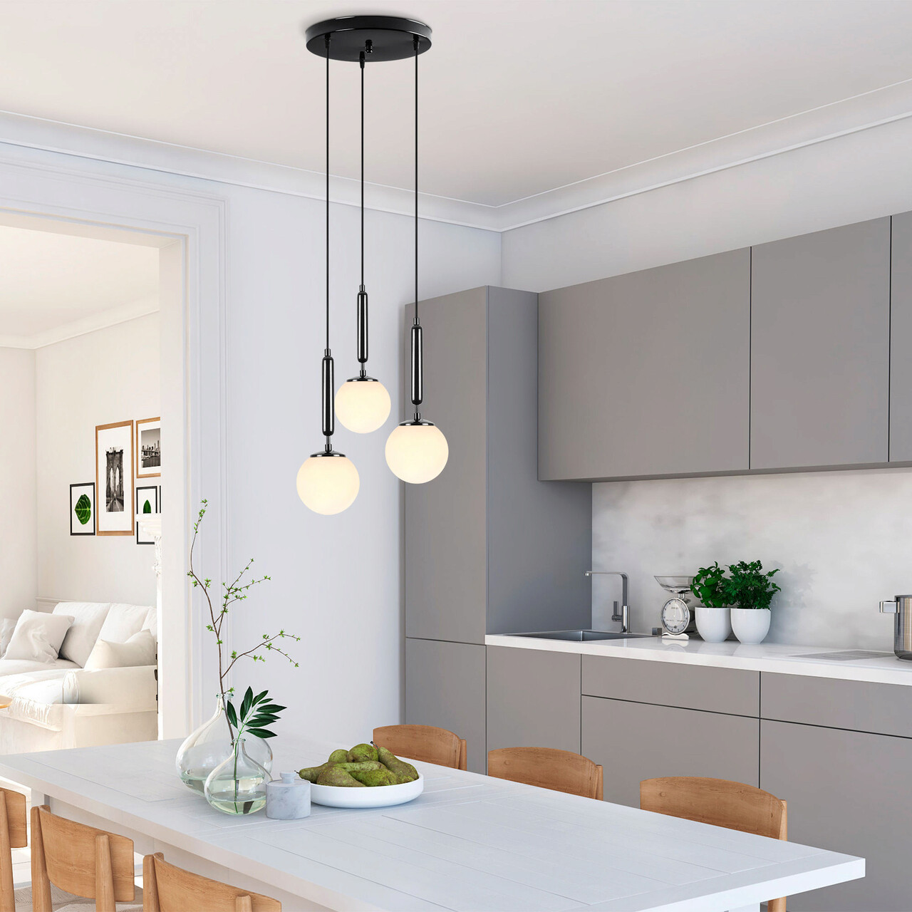Lustra, Fulgor, 942FLG1470, Metal, Alb/Negru - 1 | YEO