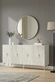 Consola, Hanah Home, Ayshe 150, 150x75x32 cm, White / Travertine / Silver