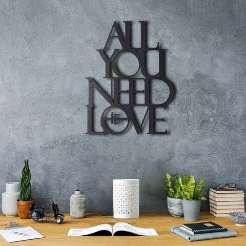 Decoratiune de perete, all you need is love, metal, dimensiune: 50 x 39 cm, negru
