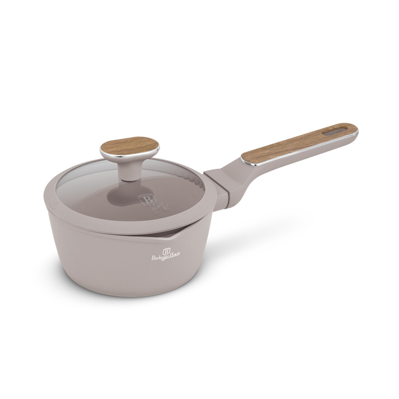 Cratita cu capac Berlinger Haus, Taupe Nordic, 16 cm, 1.2 L, aluminiu forjat, taupe mat/natur - imagine 2