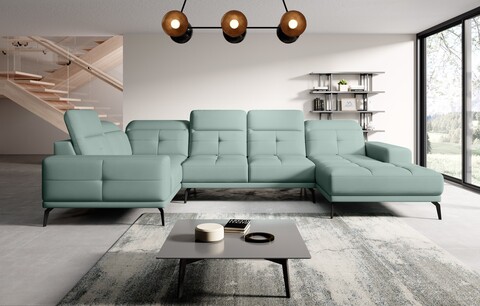 Coltar stanga 6 locuri ELTAP, LT-100PO, Neviro, 350x201x77 cm, lemn/poliester, verde menta