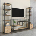 Comoda TV, Retricy, Robbins, 198x39x160 cm, PAL, Negru / Stejar