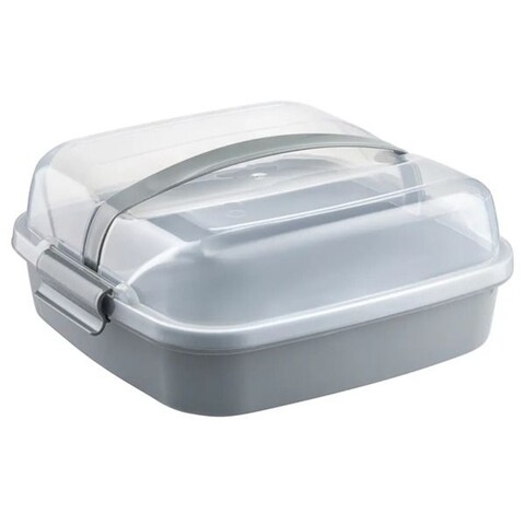 Suport portabil pentru tort dolce, domotti, 26x26 cm, plastic, gri