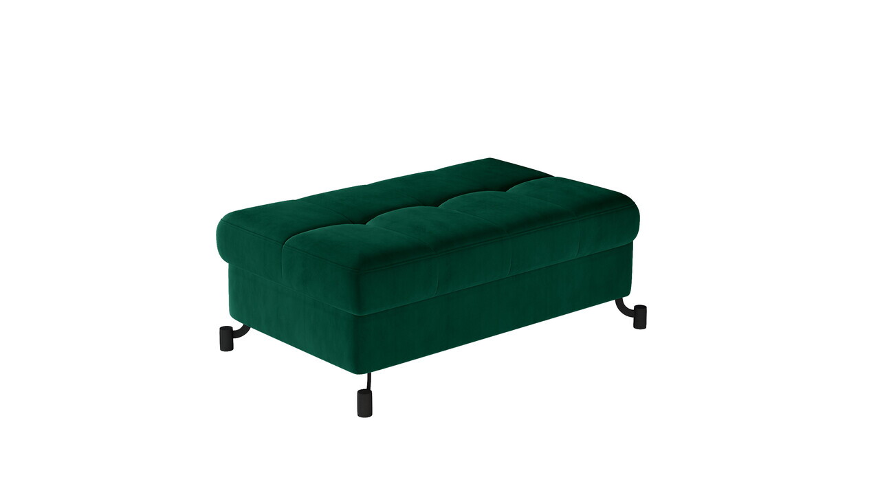 Set coltar extensibil dreapta 3 locuri si taburet ELTAP, Lor_PP_03, Lorelle, 225x160x105 cm / 100x70x45 cm, lemn/poliester, verde inchis - view 3