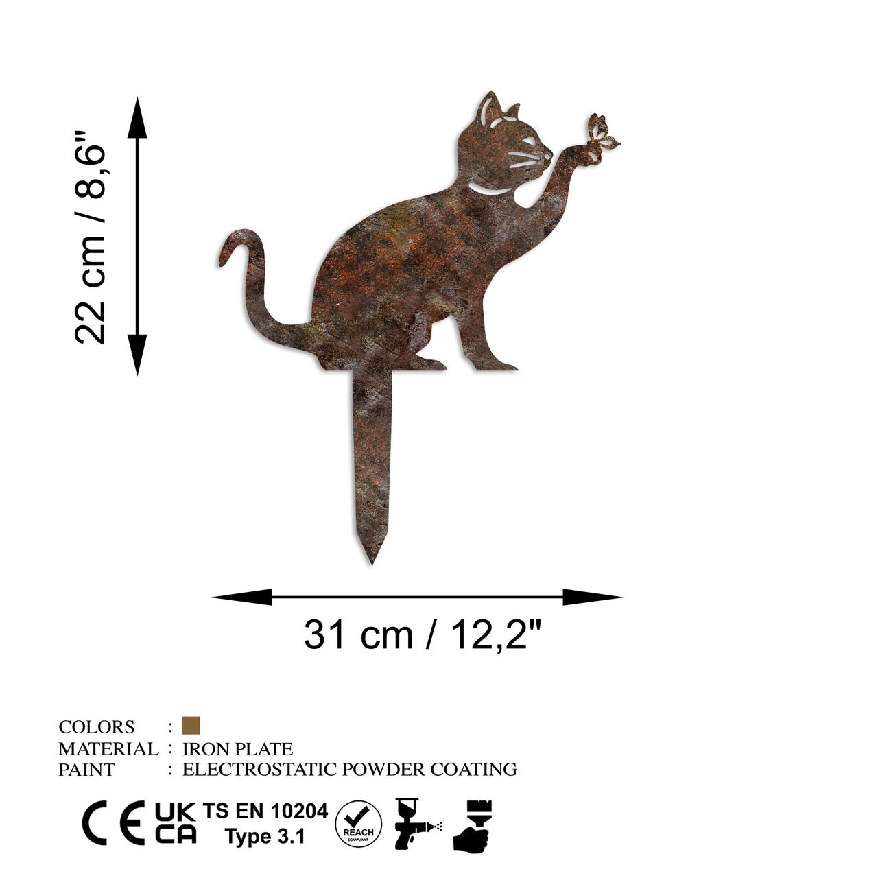 Obiect decorativ de grădină, Cat -A 03, 36x31 cm, Multicolor - view 6