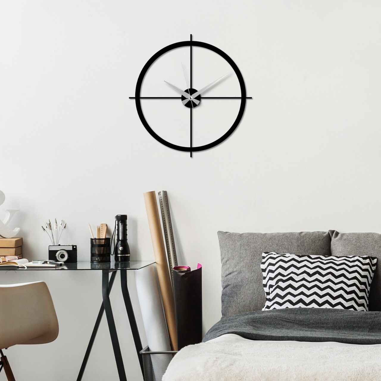 Ceas de perete, Simple, Dimensiune: 49 x 49 cm, Negru - view 2