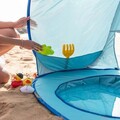 Cort de plaja cu piscina pentru copii Tenfun, InnovaGoods, cu protectie UV UPF 50+, 81 x 72 x 110 cm, albastru