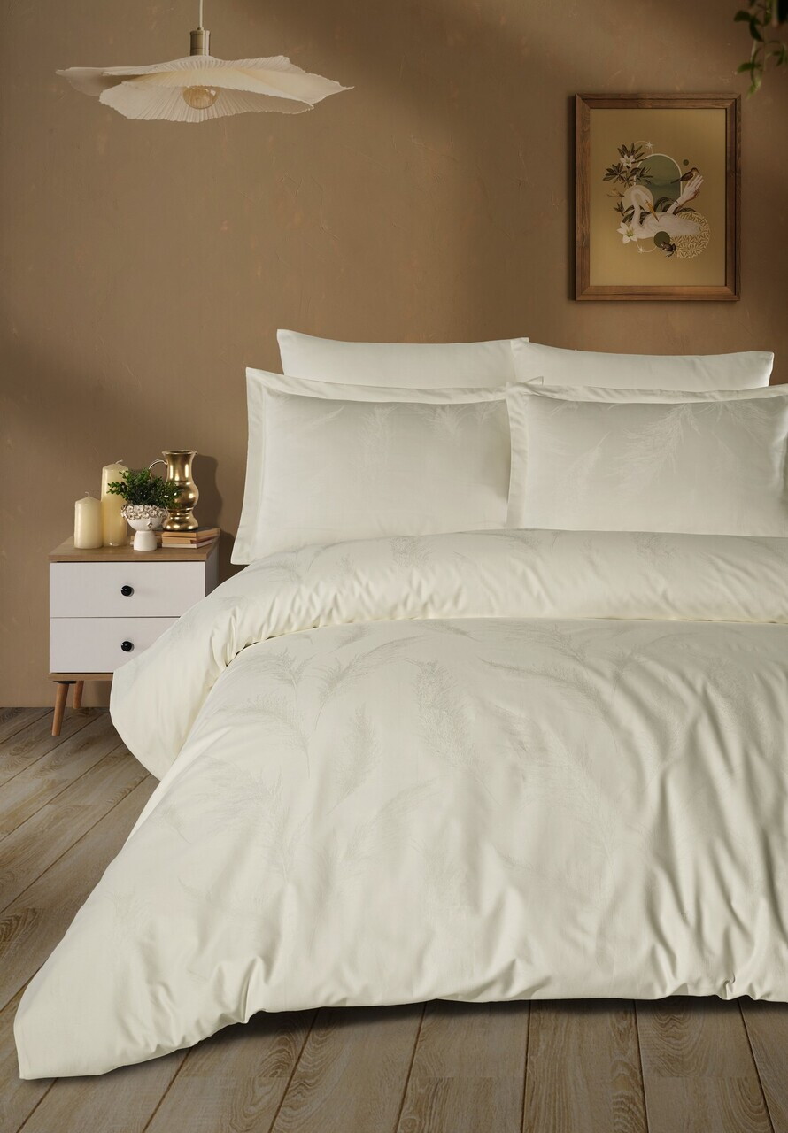 Lenjerie de pat dubla, L'essentiel Maison, Hazel, Crem