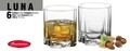 Set 6 pahare whisky Luna, Pasabahce, 368 ml, sticla, transparent