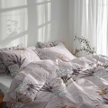 Lenjerie de pat pentru 2 persoane, Grey Leaf, Bedora, 6 piese, 200x220, microfibra, multicolor