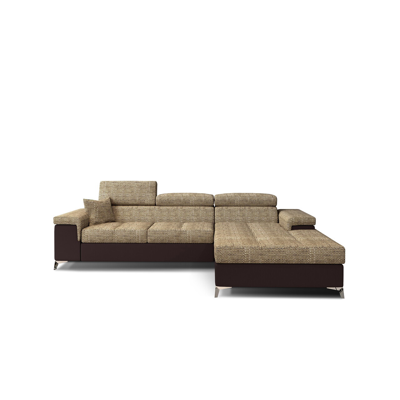 Coltar extensibil dreapta 4 locuri ELTAP, Ric-23, Ricardo, 281x205x88 cm, lemn/poliester, bej/maro - view 2