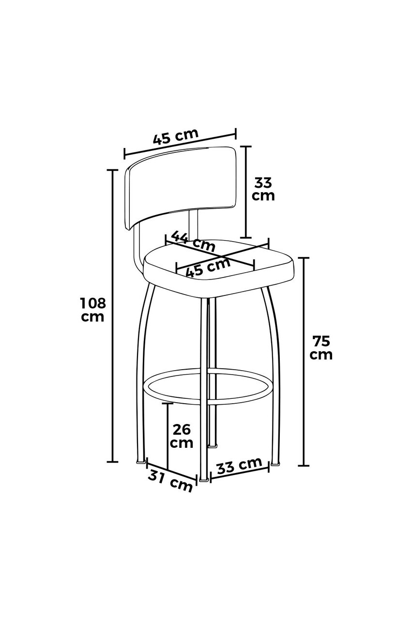 Set scaune  de bar 4 piese, Hanah Home, Wosa, Crem/Alb — imaginea 3