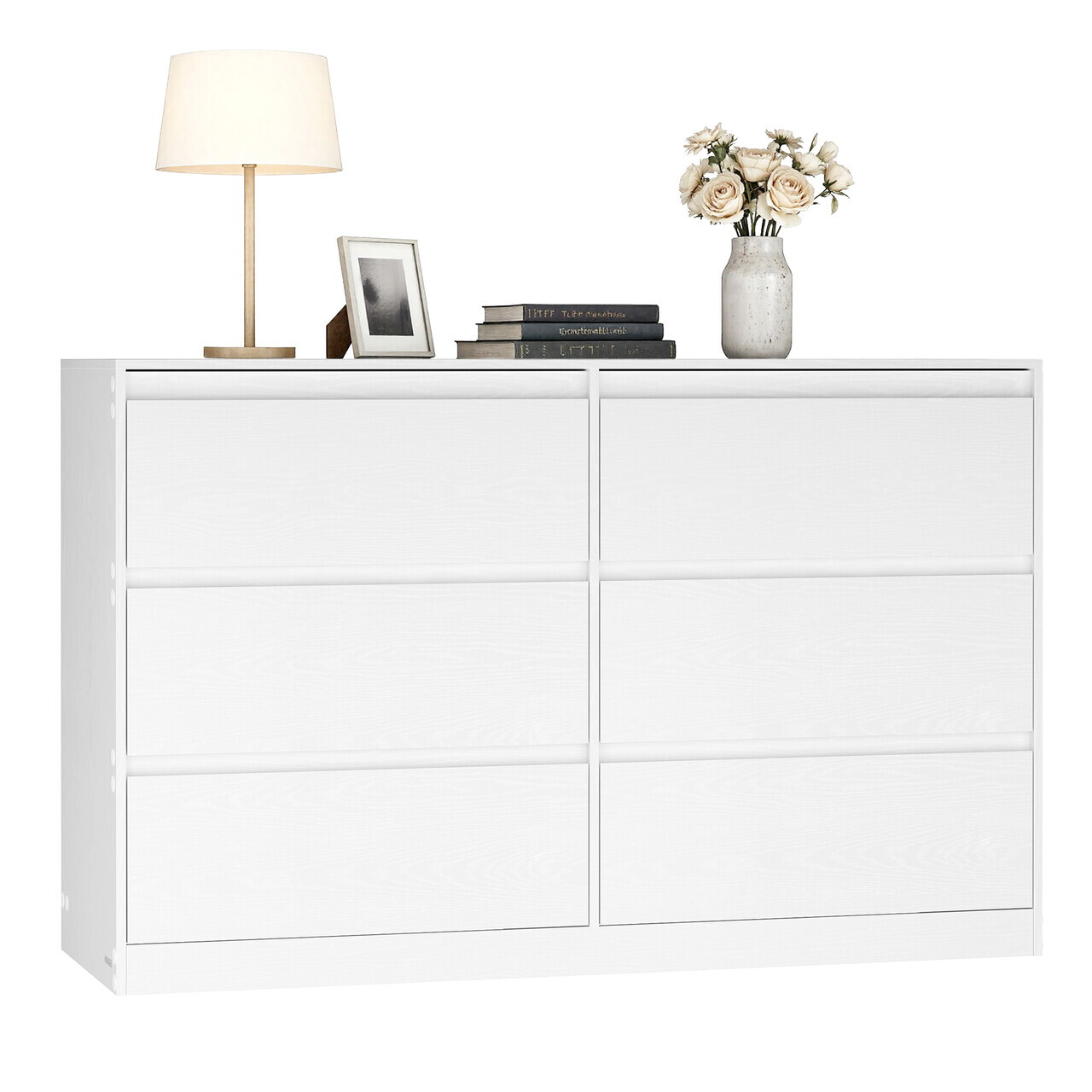 Comoda cu 6 sertare Kailyn, Songmics, 119.4x40x75 cm, PAL/MDF, alb - imagine 2