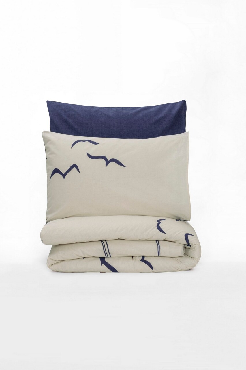 Set cuvertura matlasata Single, L'essentiel Maison, Larum, Albastru inchis/Alb - imagine 3