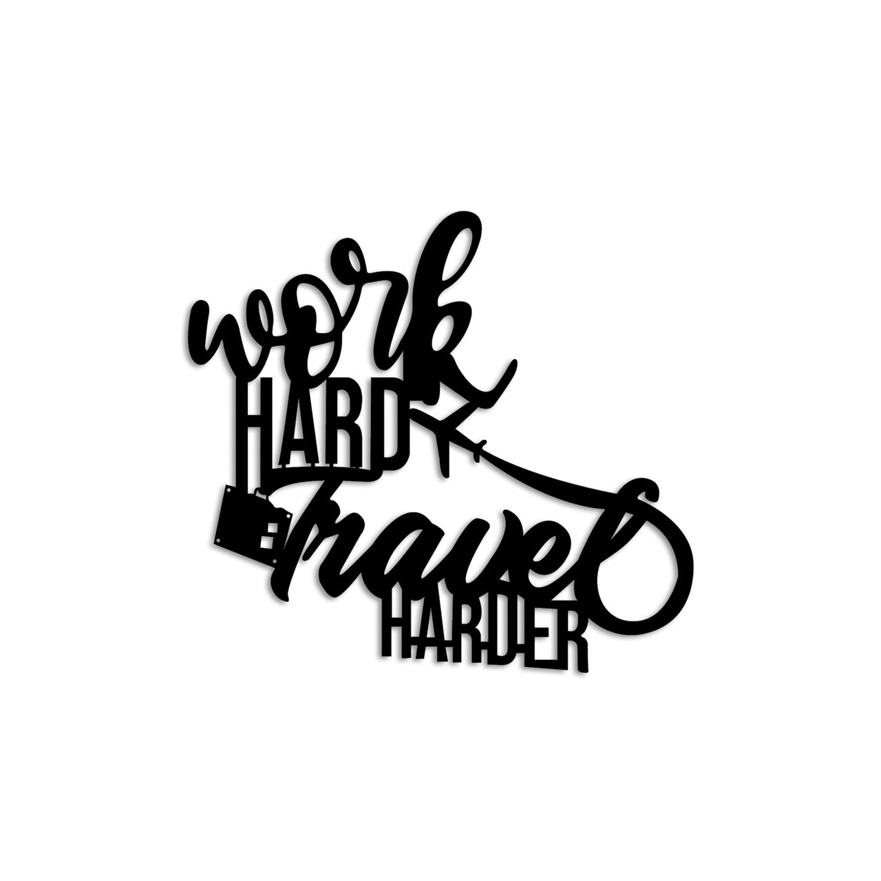 Decoratiune de perete, Work Hard Travel Harder, Dimensiune: 45 x 42 cm , Negru — imaginea 5