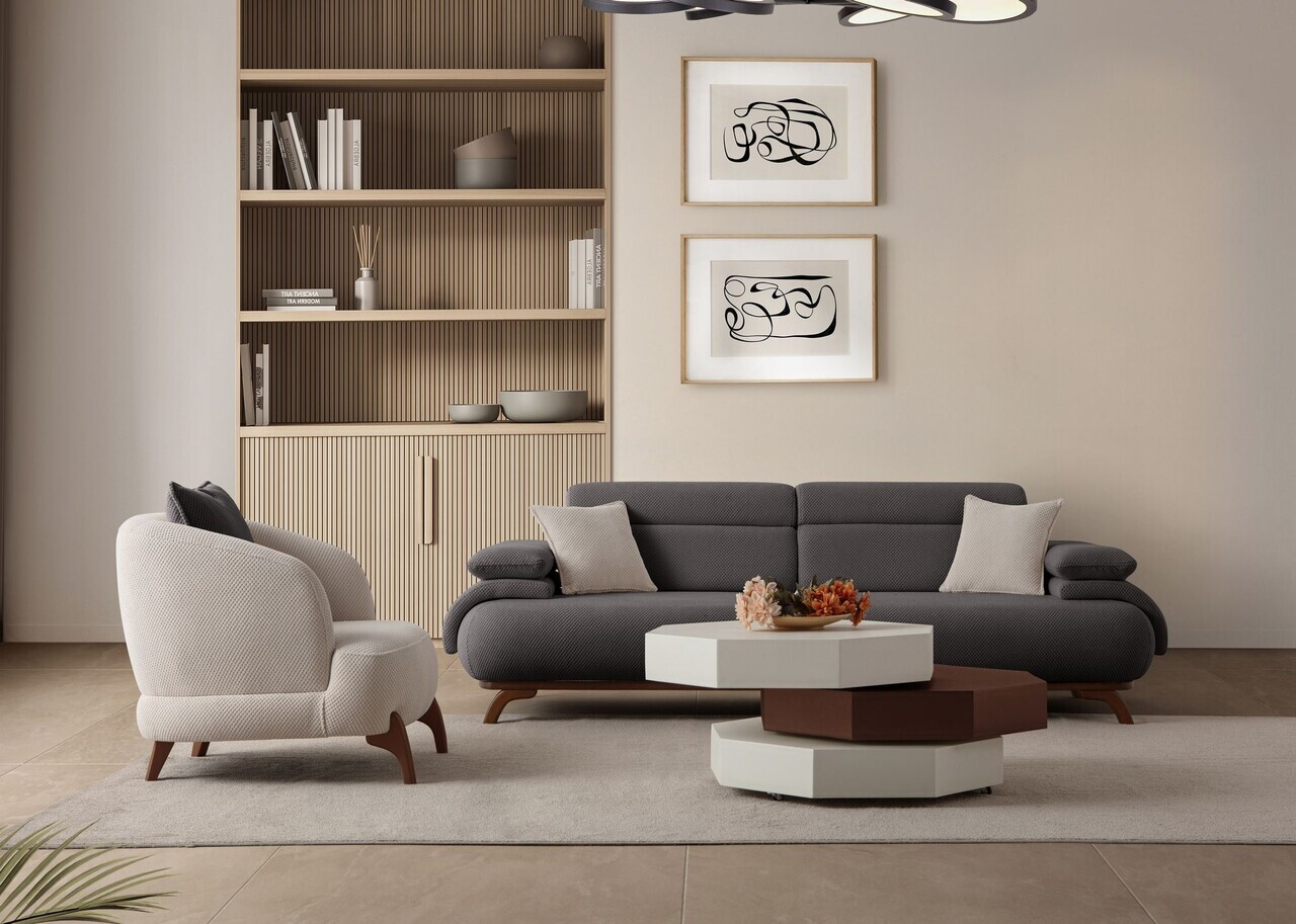 Canapea 3 locuri, Atelier del Sofa, 752EST1146, Lemn de carpen/PAL melaminat, Antracit - view 7